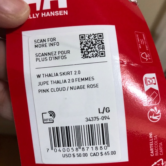 Helly Hansen pink cloud Thalia 2.0 skirt size Large NEW with tags - Picture 2 of 3